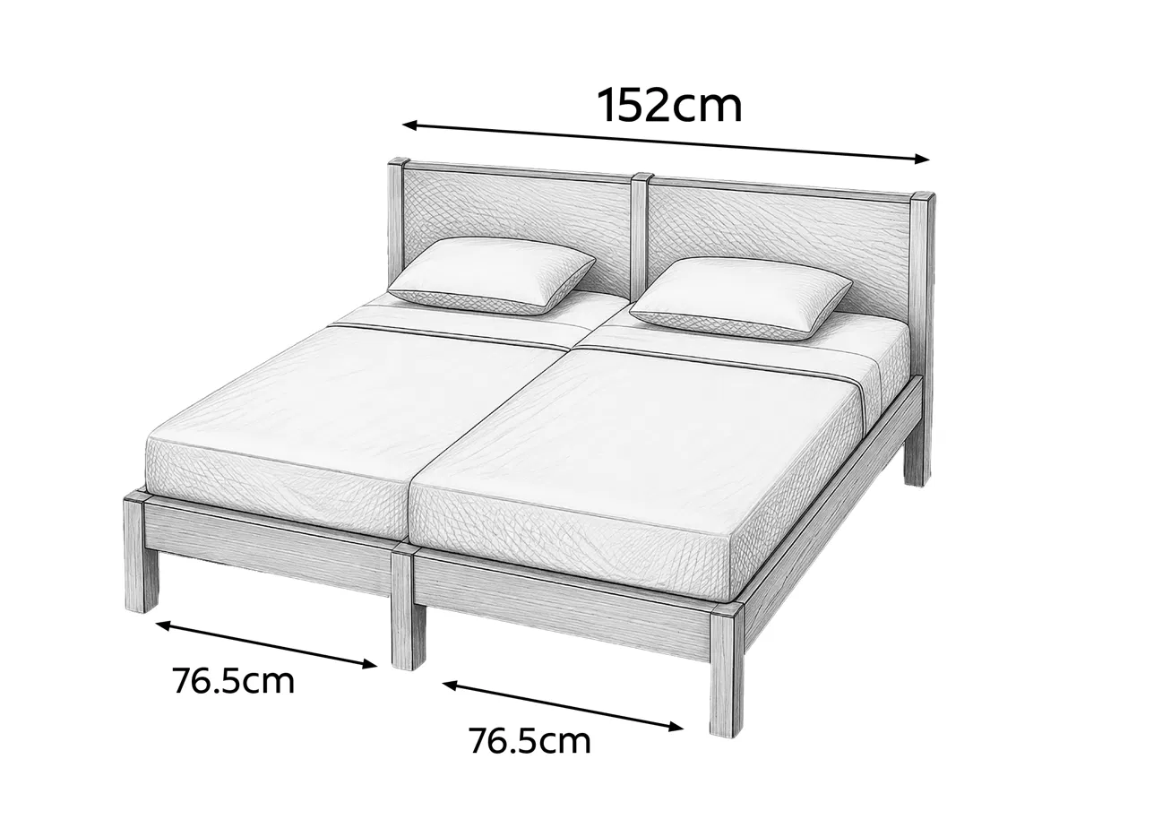 Split King 152cm showing two 76.5cm sections