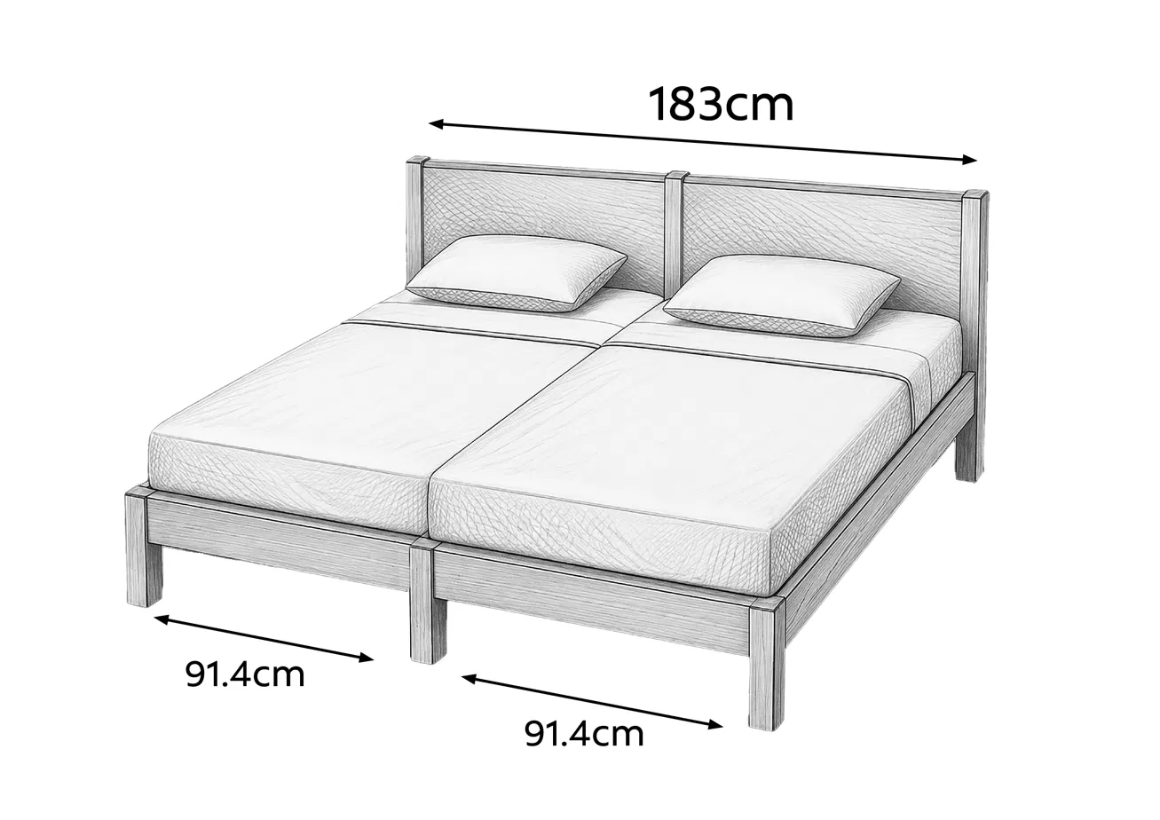 Hospitality conversion 183cm showing two 91.4cm sections