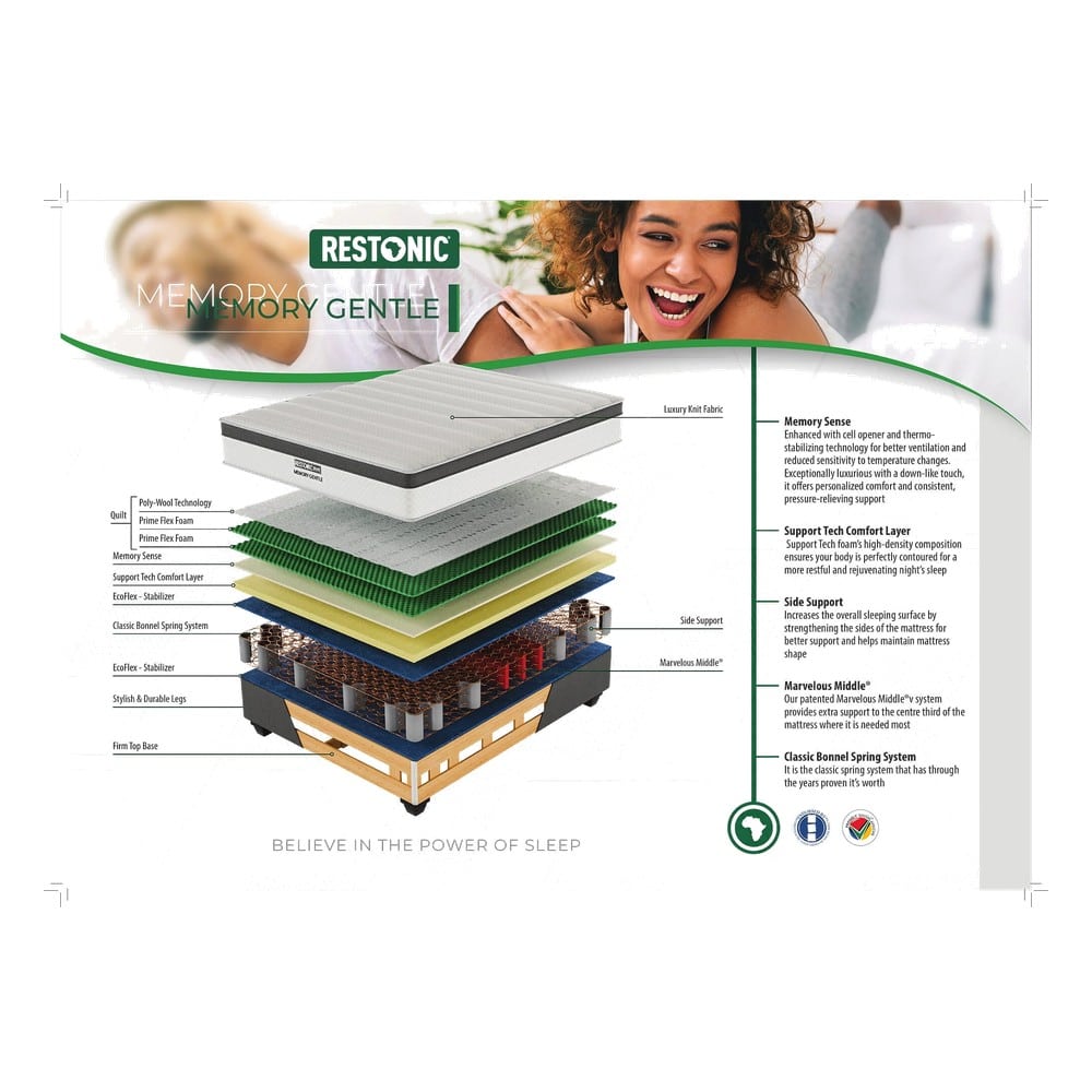 Restonic Memory Gentle Base and Mattress - Double - Image 3